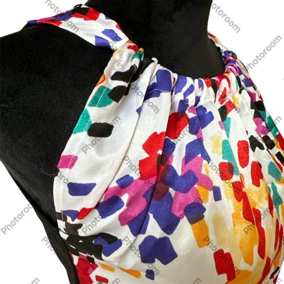 C'Est City Small Multicolor Spotted Mixed Media Halter Style Top - Picture 3 of 7
